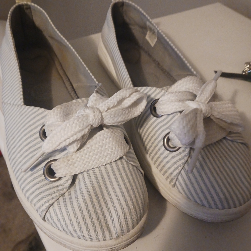 Rocket Dog Striped Canvas Slip-On Shoes with White Laces
